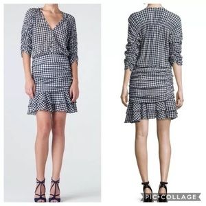 Veronica Beard Campbell Ruched Gingham Dress 2 XS